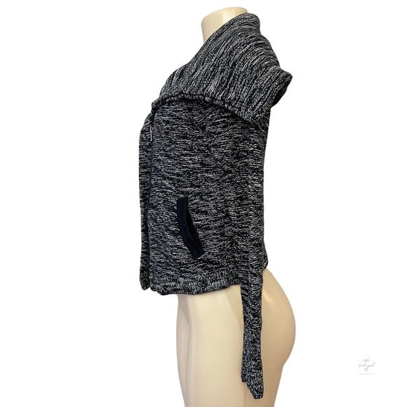 AEO American Eagle Outfitters Zip Cape Marled Cotton Black Sweater Moto Jacket S - Picture 2 of 7